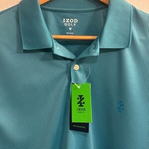 IZOD Golf Men's Teal Pro Tech Grid Polo size M NWT